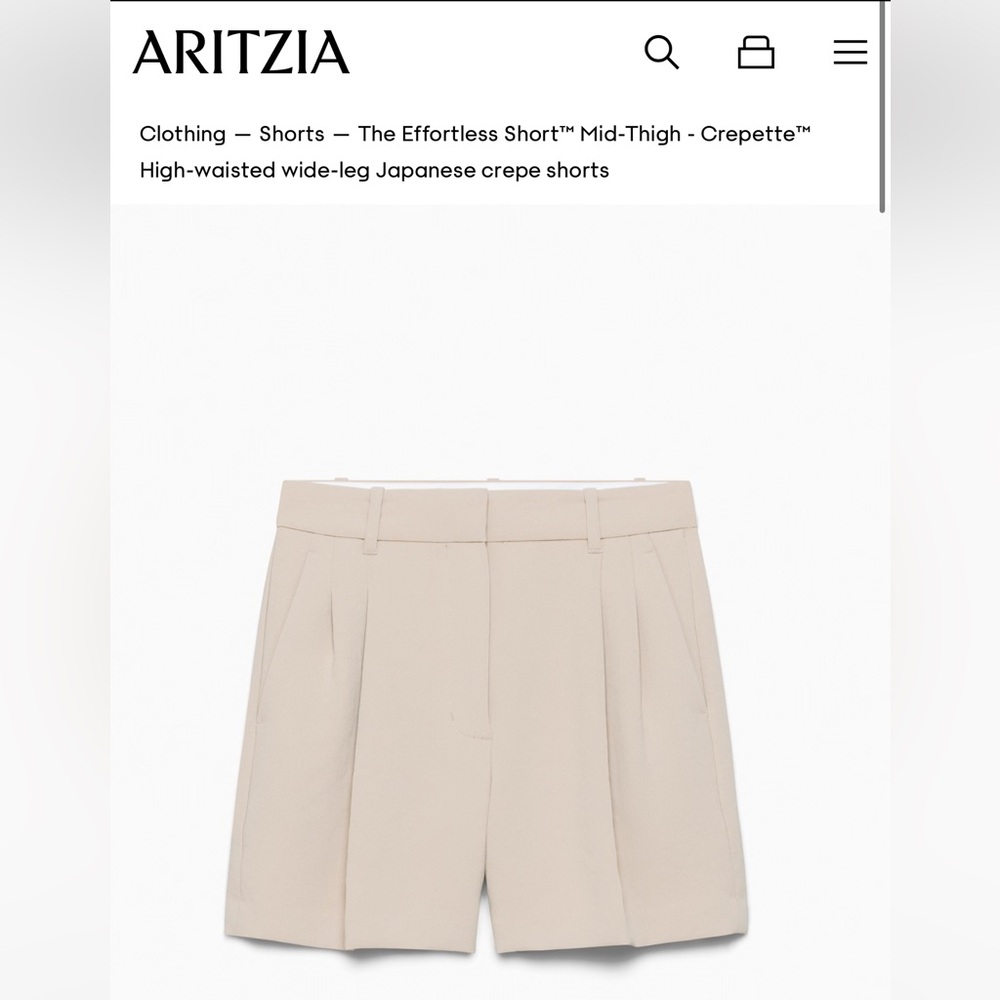 Aritzia Effortless Short Mid-Thigh Crepette Size 4